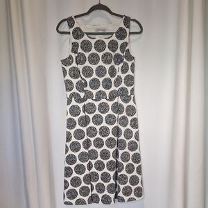 White House Black Market Black and White Circle Print Dress Size 8